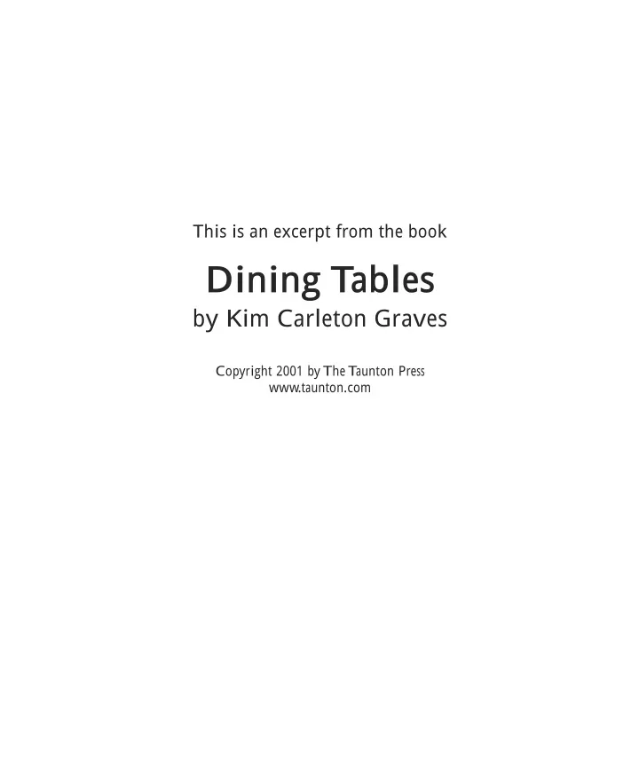 this is an excerpt from the book dining tables