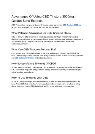 advantages of using cbd tincture 3000mg golden