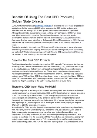 benefits of using the best cbd products golden