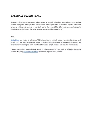 Baseball vs. Softball