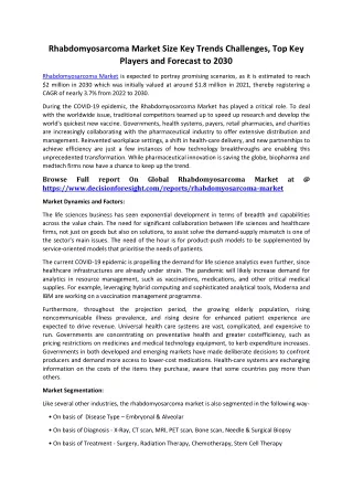 rhabdomyosarcoma market size key trends
