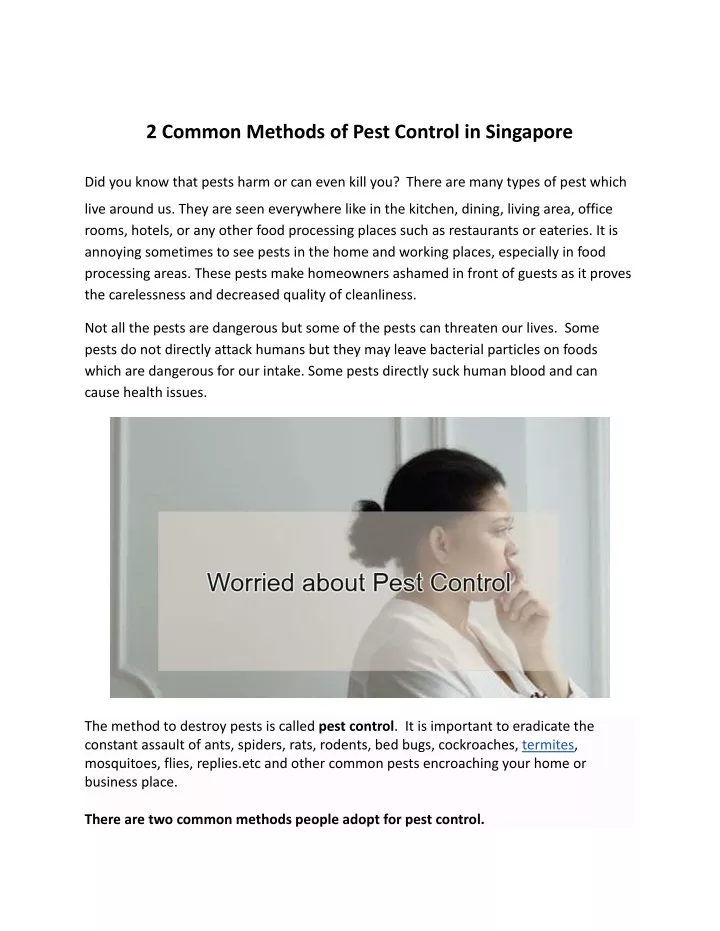 2 common methods of pest control in singapore