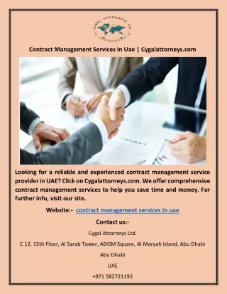 Contract Management Services In Uae | Cygalattorneys.com