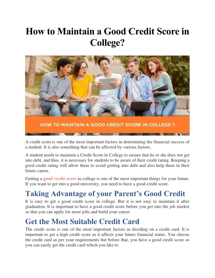 how to maintain a good credit score in college