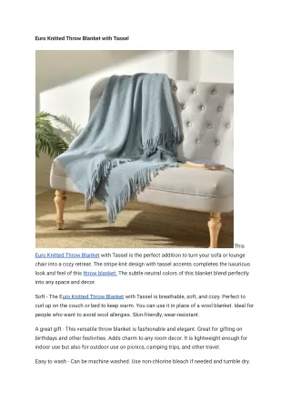 Euro Knitted Throw Blanket with Tassel