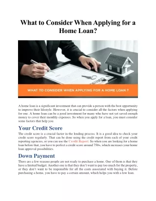 what to consider when applying for a home loan