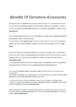 Benefits Of Gemstone Accessories