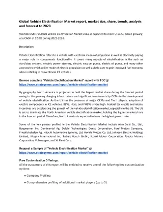 global vehicle electrification market report