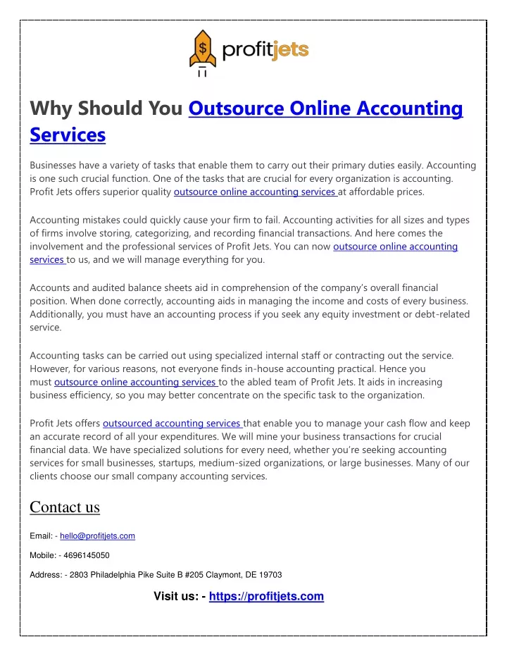 why should you outsource online accounting