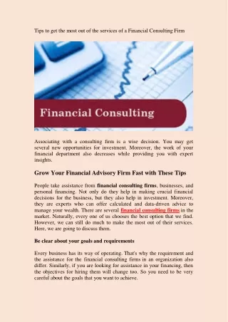 tips to get the most out of the services