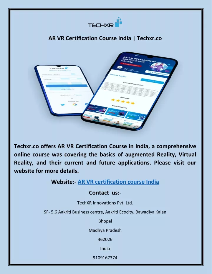 ar vr certification course india techxr co
