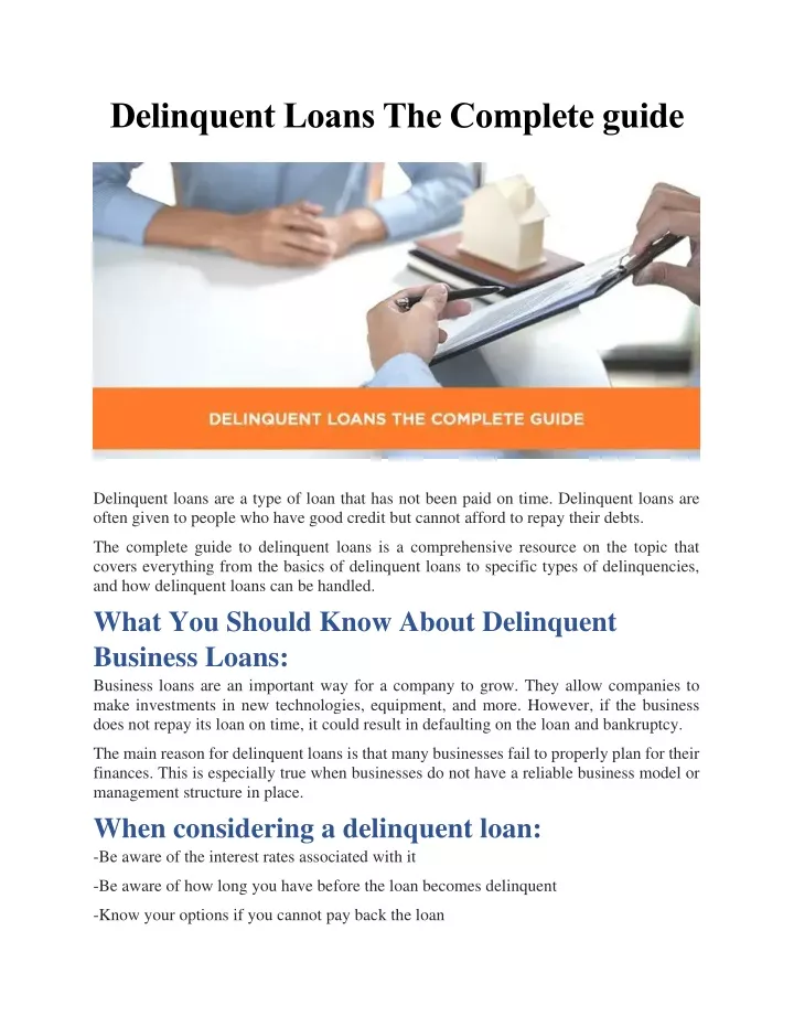 delinquent loans the complete guide