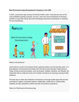 Customized eCommerce App Development Services in 2023