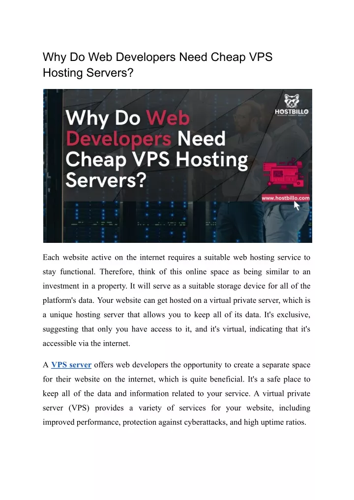 why do web developers need cheap vps hosting
