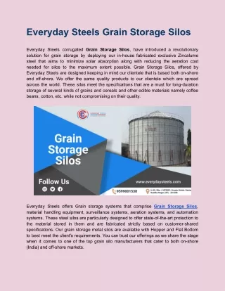 Everyday Steels Grain Storage Silos in Ghaziabad