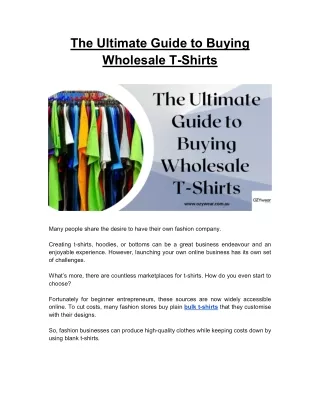 The Ultimate Guide For Buying Wholesale T-Shirts