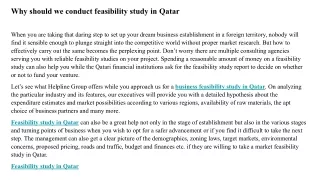 why should we conduct feasibility study in qatar