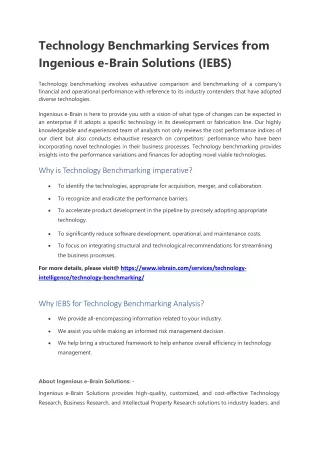 technology benchmarking services from ingenious e brain solutions iebs