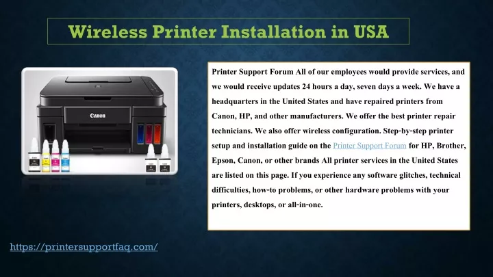 wireless printer installation in usa