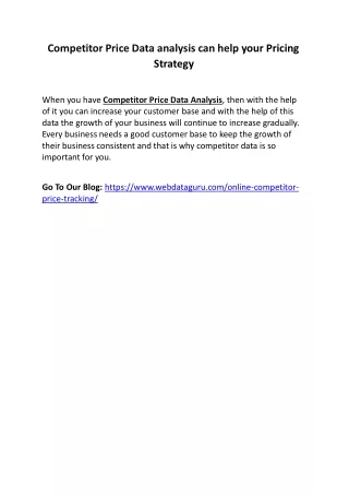 competitor price data analysis can help your