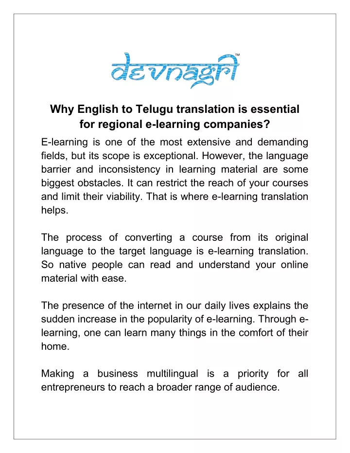 why english to telugu translation is essential