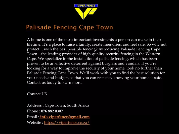 palisade fencing cape town