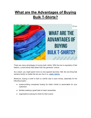 What are the Advantages of Buying Bulk T-Shirts?