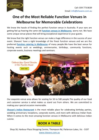 One of the Most Reliable Function Venues in Melbourne for Memorable Celebrations