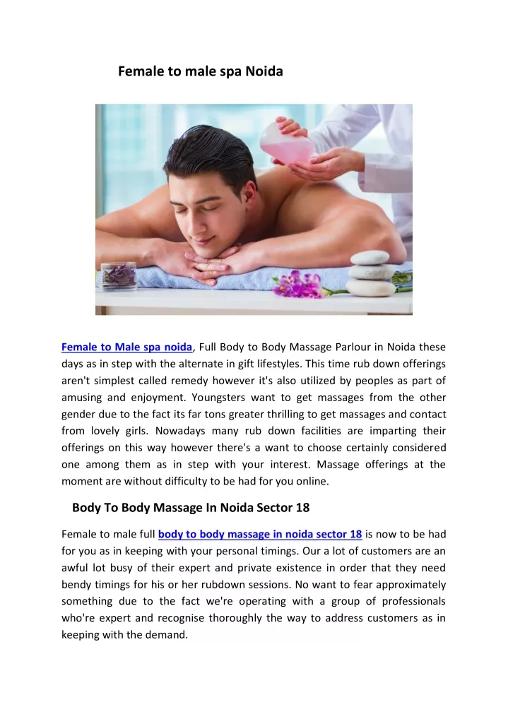 female to male spa noida