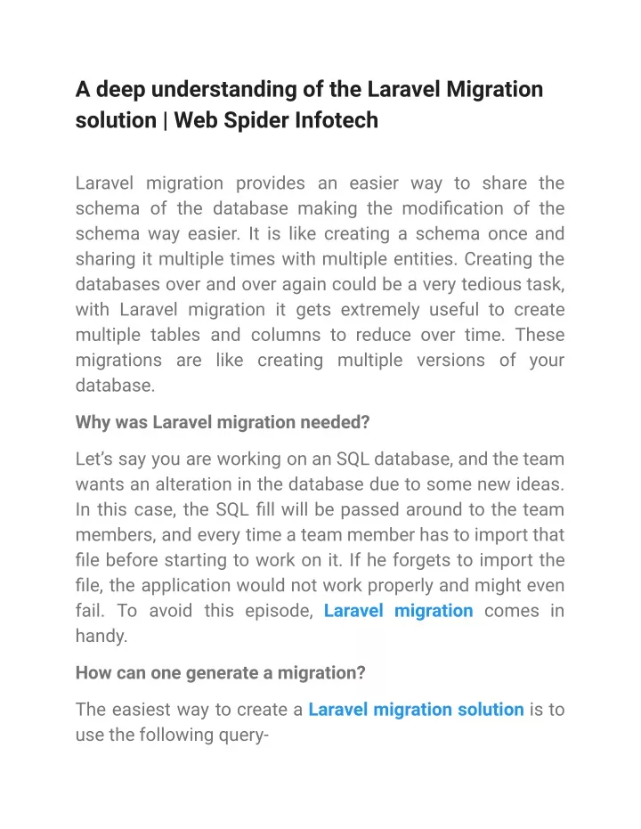 a deep understanding of the laravel migration