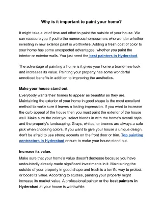 why is it important to paint your home