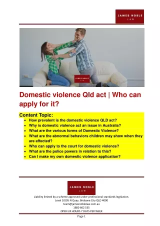 Domestic violence Qld act - Who can apply for it?