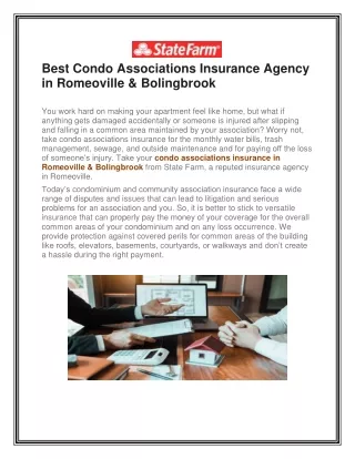 Best Condo Associations Insurance Agency in Romeoville & Bolingbrook