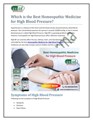 Which is the Best Homeopathic Medicine for High Blood Pressure?