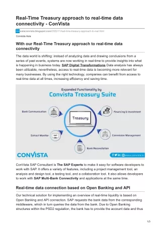 Real-Time Treasury approach to real-time data connectivity - ConVista