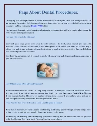 Faqs About Dental Procedures.