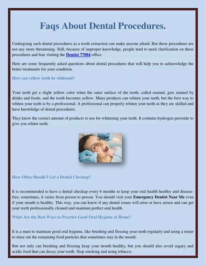 faqs about dental procedures
