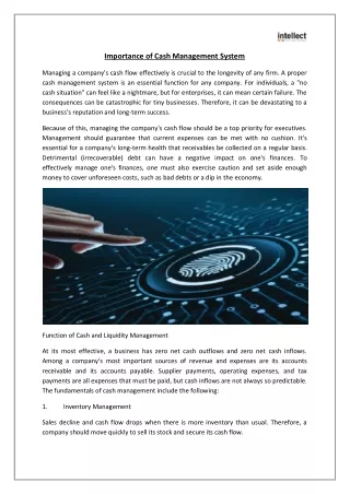 importance of cash management system