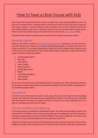 How to have a clean house with kids