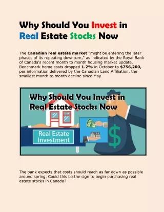 Why Should You Invest in Real Estate Stocks Now