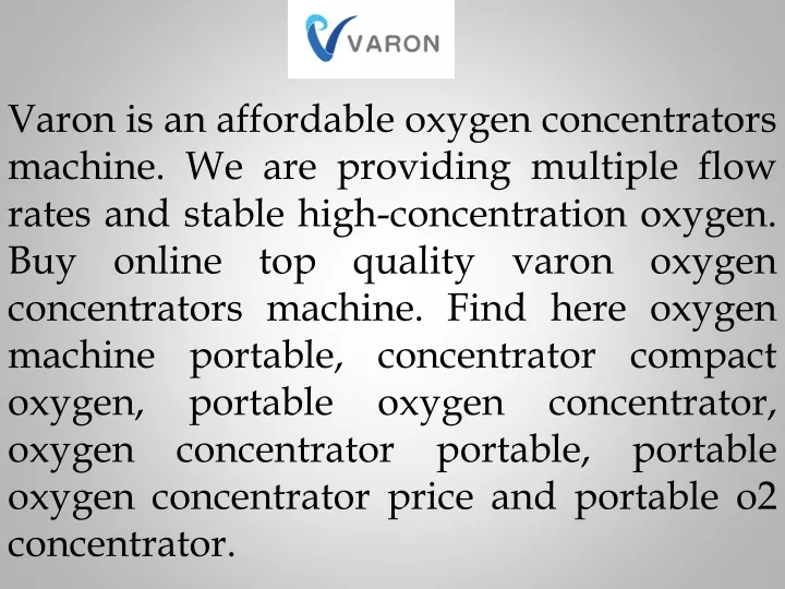 varon is an affordable oxygen concentrators