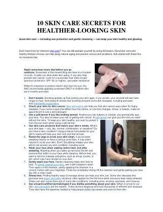10 SKIN CARE SECRETS FOR HEALTHIER