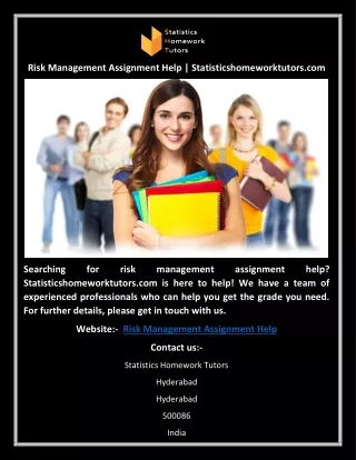 Risk Management Assignment Help | Statisticshomeworktutors.com