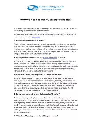 why we need to use 4g enterprise router