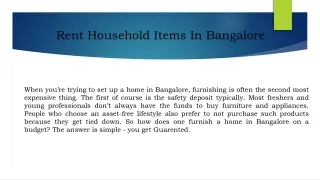 Rent Household Items In Bangalore