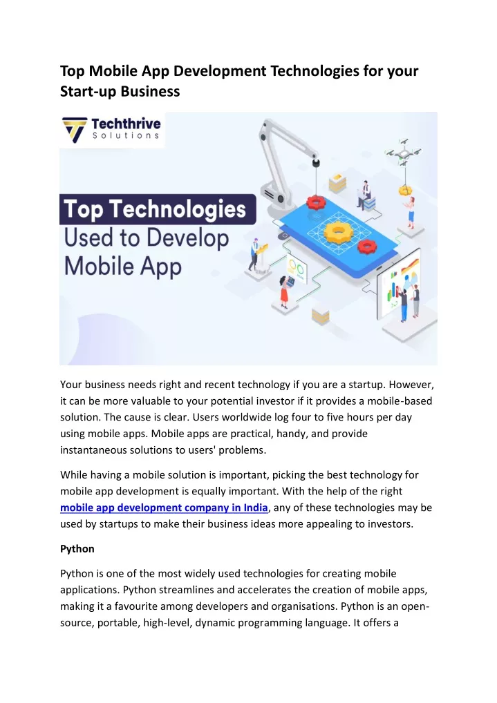 top mobile app development technologies for your