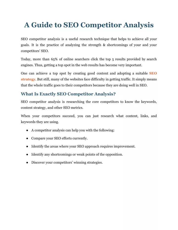 a guide to seo competitor analysis