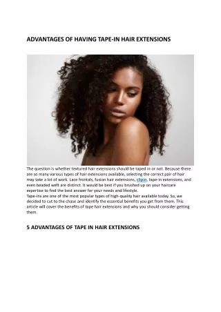 Advantages of Having Tape In Hair Extensions