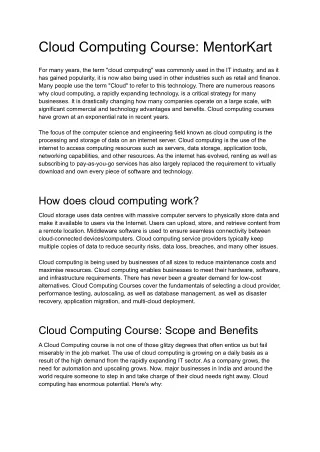 Cloud Computing Course - MentorKart