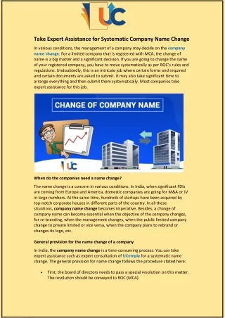 Take Expert Assistance for Systematic Company Name Change